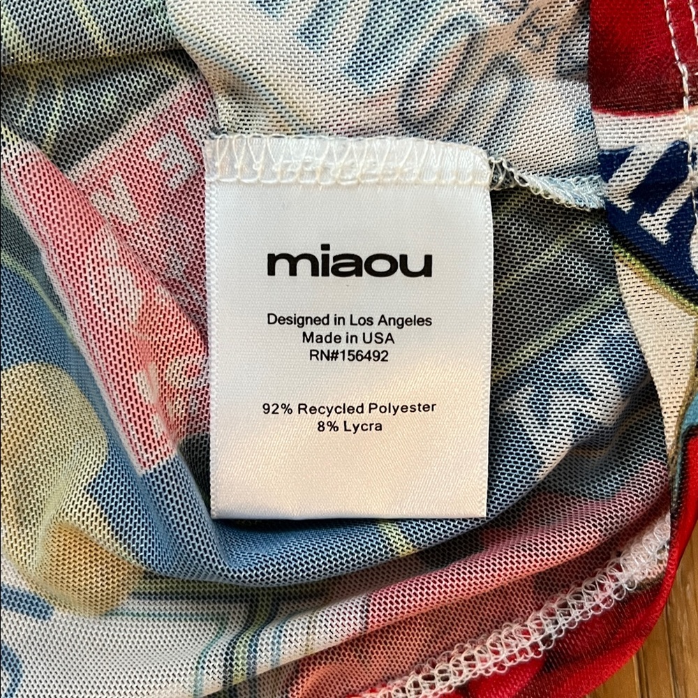 Miaou White Graphic Short Sleeve Tee with Red & Green Accents - Picture 7 of 9